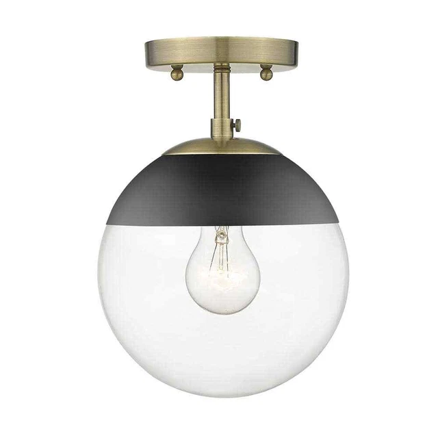 Golden Lighting Dixon 10.5 in. 1-Light Aged Brass Semi-Flush Mount