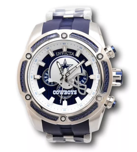 Invicta NFL Dallas Cowboys Men's 52mm Blue Silicone Chronograph Watch 41865