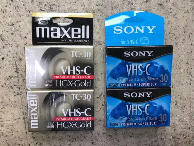 2 Packs - Maxwell VHS-C TC-30 HGX-Gold Premium High Grade Video Tapes NEW SEALED