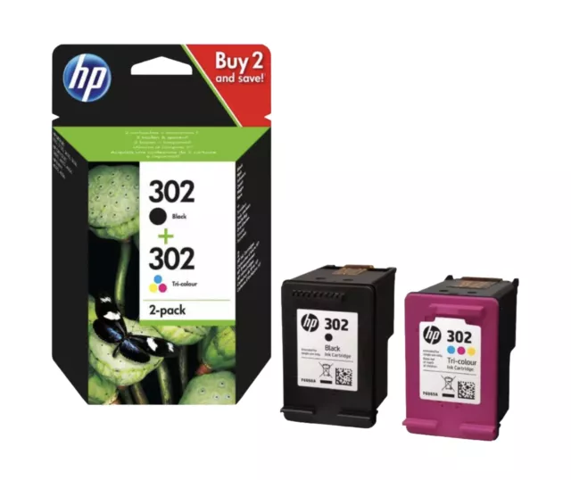 HP 302 PACK de 2 Cartouches d'Encre Noire et 3 Couleurs (X4D37AE) Dat