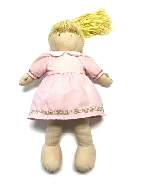 Pottery Barn Kids PBK Audrey Doll Cloth Plush Pink Dress No. 731 Size 17”