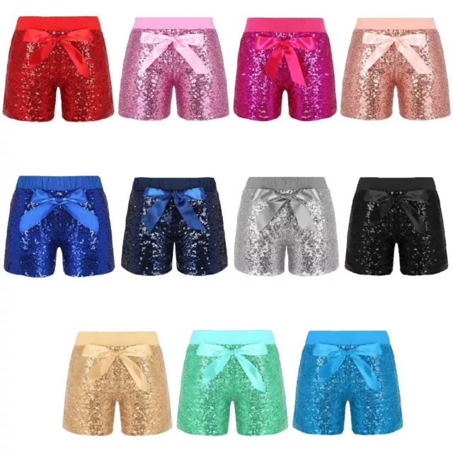Pantaloncini danza balletto bambine sport allenamento palestra paillettes scintillanti pantaloncini stivali