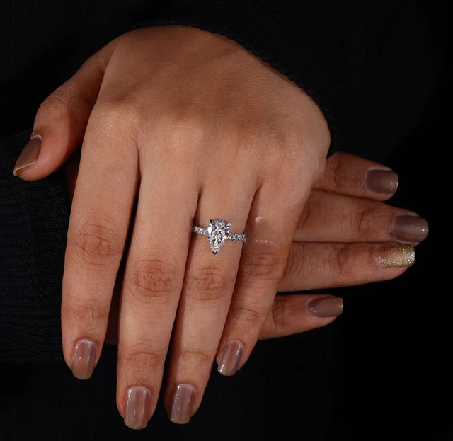 Anello di Fidanzamento Moissanite 3,6CT con Platino 925 in Argento Ste