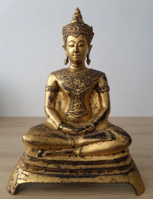 Antique ancien Ayutthaya style bronze Thai BUDDHA BOUDDHA thaïlande Thailand .