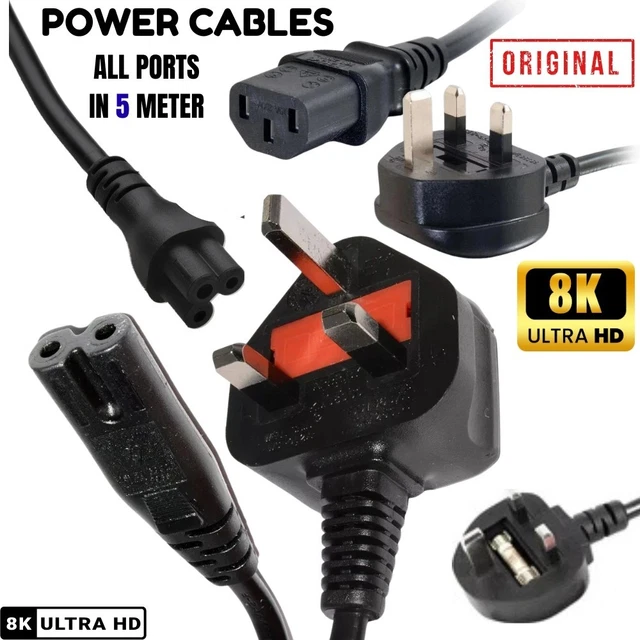 Carson UK Plug To IEC C13 Kettle Lead Power Cord - Multiple Lengths (1m, 2m, 3m, 5m, 10m) - Choose Your Lot