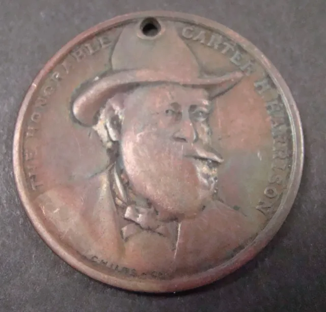 CARTER HARRISON Medal Columbian Expo Statue HK-765  SC$1 Copper  1893