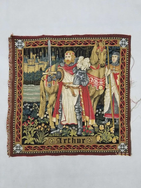 Vintage French Medieval Scene Wall Hanging Tapestry 49x48cm