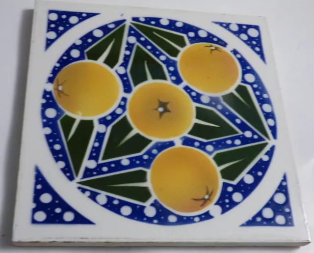 ° Great & very rare  Art Nouveau art Deco Tile french DESVRES "spacy Oranges"