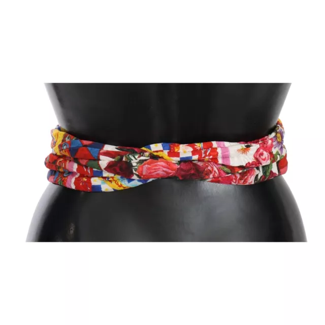 NWT DOLCE & GABBANA Belt Silk Cotton Carretto Rose Pattern Wrap s. IT42/M $350