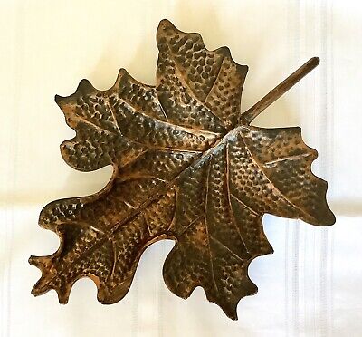 🍁Copper Maple Leaf Tray Centerpiece On Feet 19"×15" New