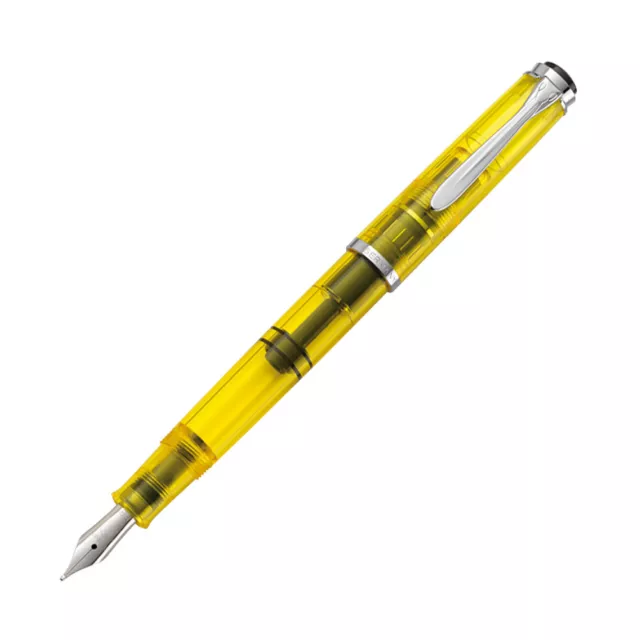 Pelikan Classic M205 Duo Highlighter Fountain Pen in Neon Yellow - Double Broad