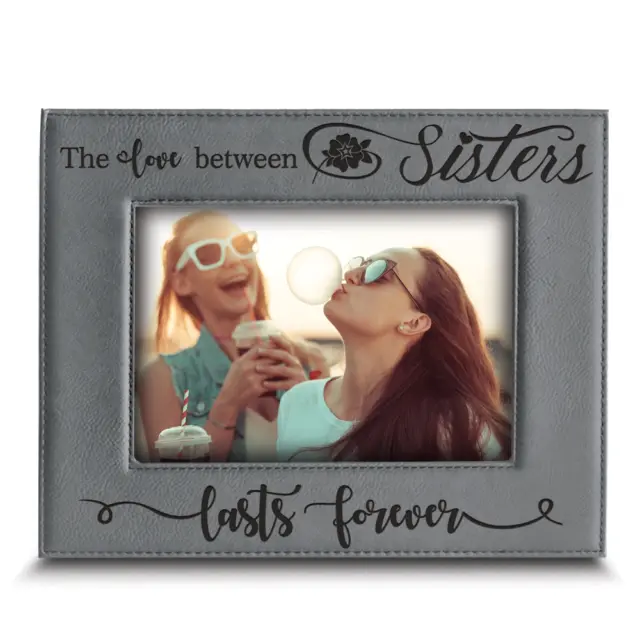 The Love Between Sisters Lasts Forever-Engraved Leather Picture Frame