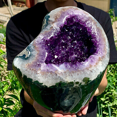 13.02LB Natural Amethyst geode quartz cluster crystal specimen Healing