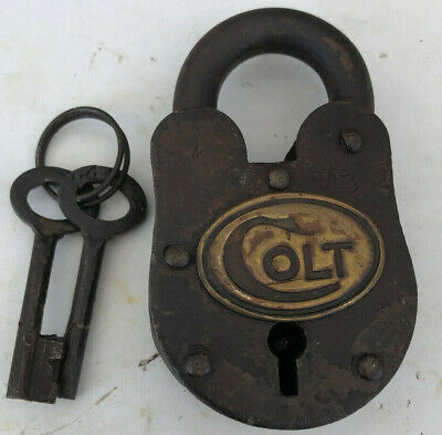 Vintage Working Colt Padlock With 2 Keys - Gun Cabinet Lock - Collectible