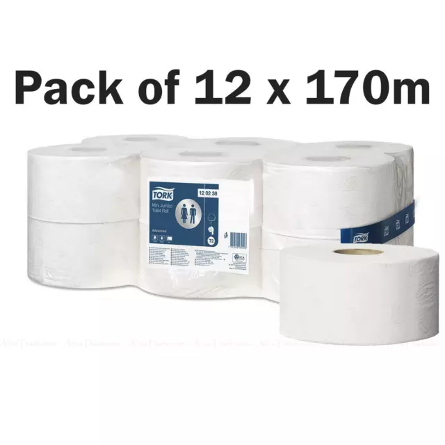 Tork T2 Mini Soft Jumbo Basic Roll White Paper - Pack of 12 Rolls 12x170M