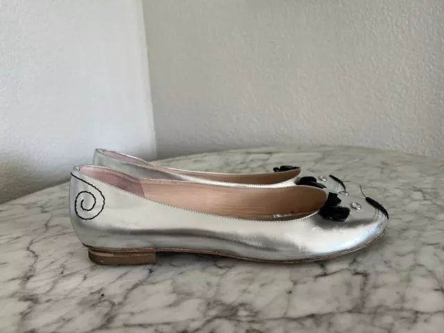 Marc By Marc Jacobs Mouse Ballerina Flats Metallic Silver Size 40 US 10 3