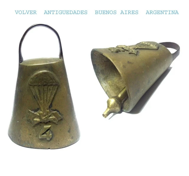 Cencerro de bronce de bronce antiguo raro # 4 PARACHUTE ???