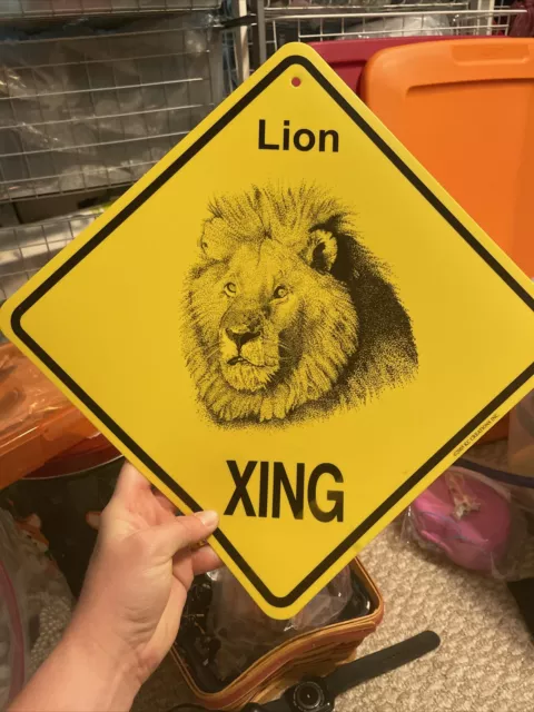 Lion Crossing Sign: 'Lion XING'. NEW!! KC creations Jungle Big Cats!!