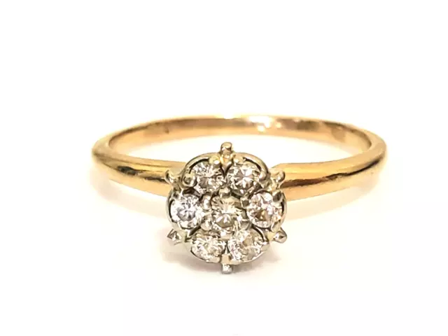 Vintage Estate 14K Gelbgold echter natürlicher Diamant Cluster Ring Größe 8,75