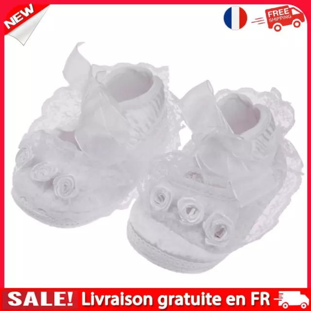 Baby Girls Shoes Soft Anti-Slip Flower First Walkers(White 12CM)