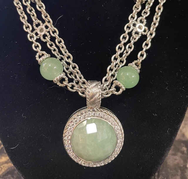 Judith Ripka 925 SS Faceted Green Jade Pendant/Enhancer (Necklace Separate) Judith Ripka 925 SS Faceted Green Jade Pendant/Enhancer (Necklace Separate)