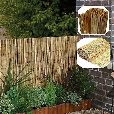 1.2m x 4m TradeXone Natural Peeled Reed Fence Wooden Garden Screen Bamboo Fencing Privacy Panel Roll Wind/Sun Protection 