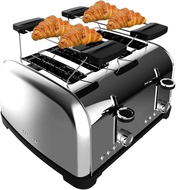 Princess Tostapane a Doppia Fessura Lunga, 1400 watt, 7 gradi di tostatura, Acciaio inox (01