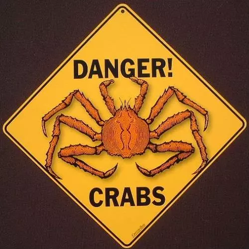 CRAB CROSSING Sign 16 1/2 by 16 1/2 NEW decor novelty fish picture crabs signs