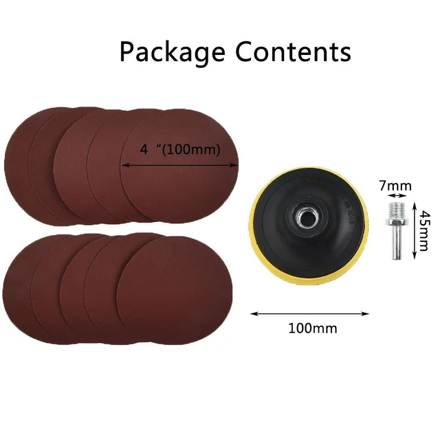 10x 4 1000 Sabbia Sanding Discs + 1xLoop Levigatura Imbottitura + 1xShank Per