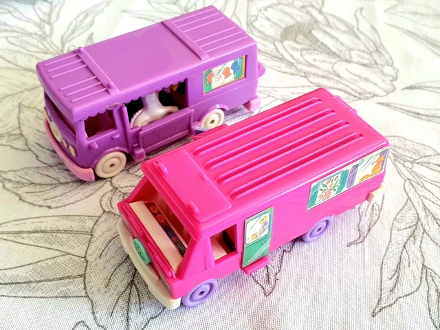 2x Vintage 1994 Bluebird Polly Pocket Stable And Camper On The Go with Figures