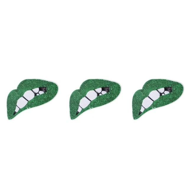 3 stücke Mund Patches Nähen auf Lippen Pailletten Patches bestickter Abzeichen