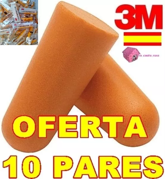 20 Tapones 3M Tapon Oidos Trabajo - Ruido Anti Alergia 10 Pares 1 Bolsa Por Par