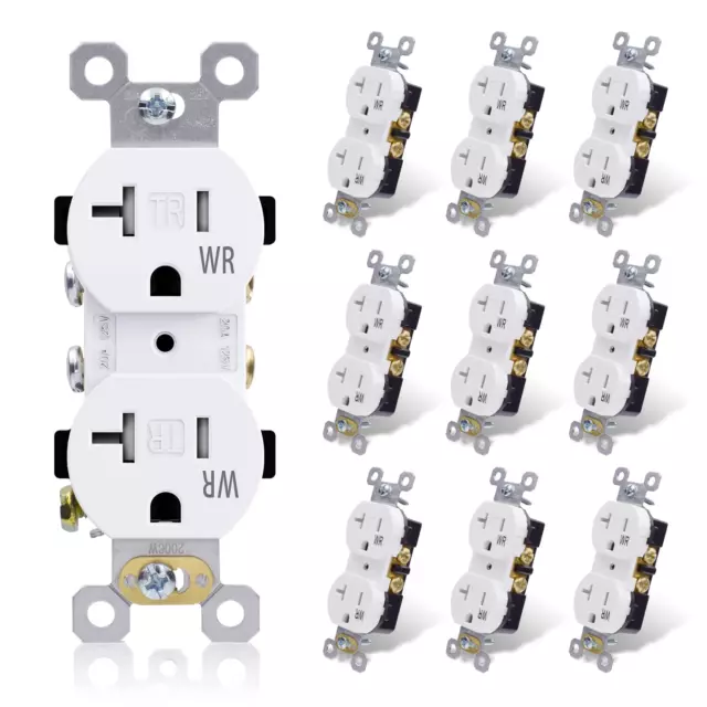 Duplex Receptacle 20Amp 125V Electrical Wall Outlet TR Tamper Resistant 10-Pack 2