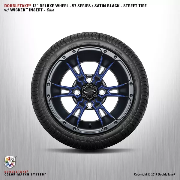 4 Double Take Satin Noir Bleu 57 Séries Roue Et Pneu 12 " Golf Voiture