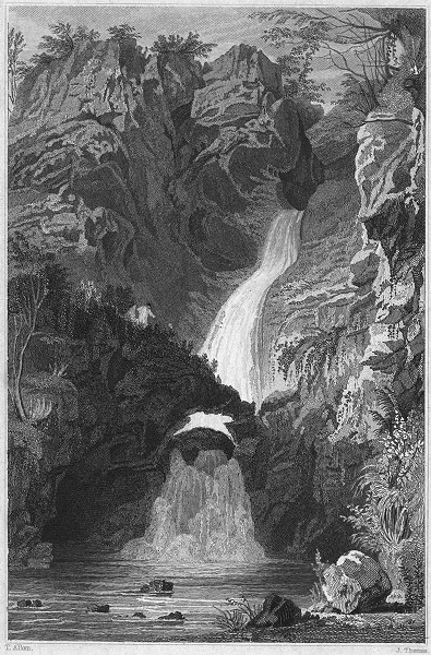 CORNWALL. St. Knighton's Kieve near Boscastle 1831 old antique print picture