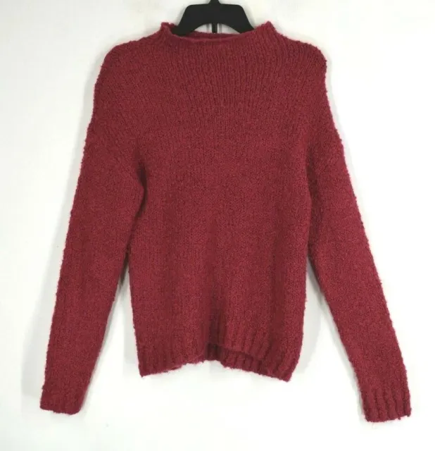 BP Womens Long Sleeves Wool Blend Funnel Mock Neck Bouclé Pullover Sweater