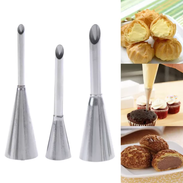 3pcs Puff Piping Nozzles Stainless Steel Cake Decor Tips Pastry Piping Nozz.FY