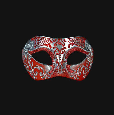 Mask from Venice Colombine Wolf Red Silver IN Paper Mache Venetian 299