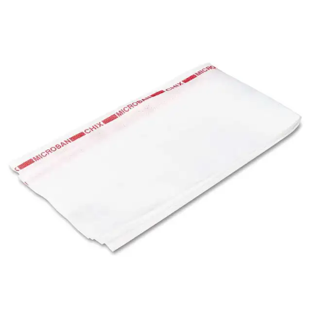 Food Service Towels, 13 X 21, Cotton, White/red, 150/carton