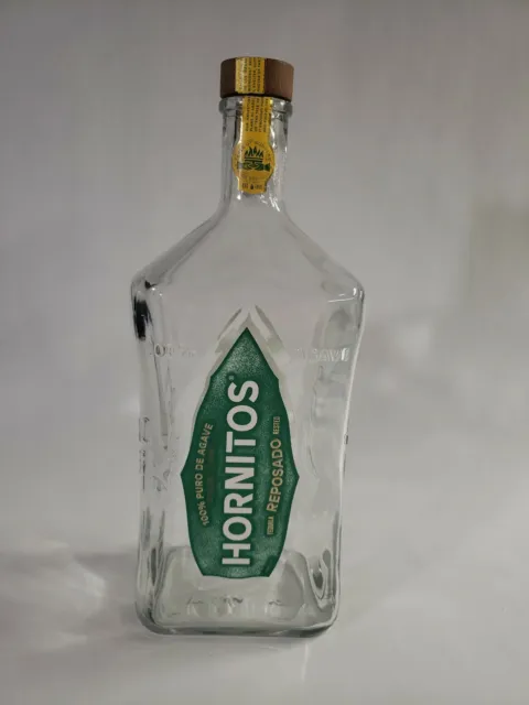 Hornitos Reposado Tequila Bottle W/ Cork 1.75 L Very Nice New Label Empty
