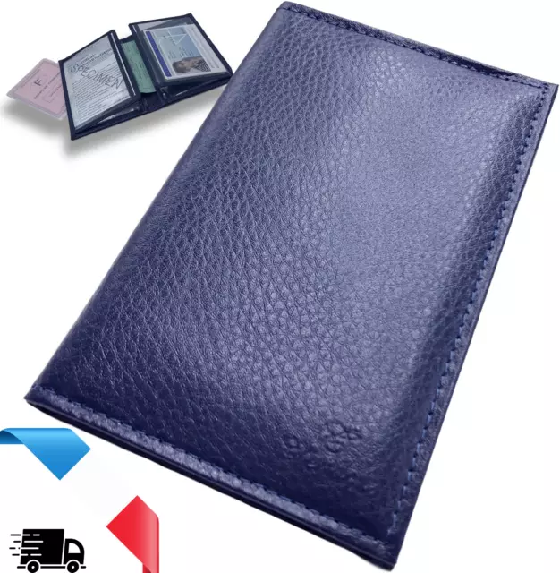 Frédéric Johns® - Porte Papier Voiture en Cuir - Format enveloppe - étui  Carte Grise, permis, Carte d'identité, Cartes, très Complet, Cuir Souple  pour Homme ou Femme - J (Bleu 1) : : Mode