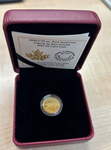 RCM Canada - 2020 Gold 1/10 oz Proof  Coin Alex Colville 25-Cent Bobcat