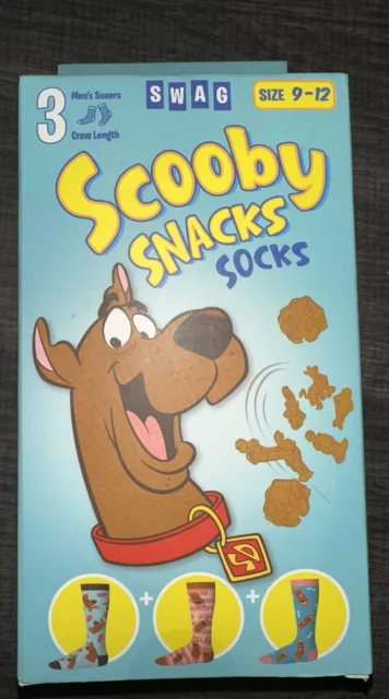 Hanna-Barbera Scooby Doo Scooby Snacks Mens Crew Socks 3 Pair Size 9-12 NEW