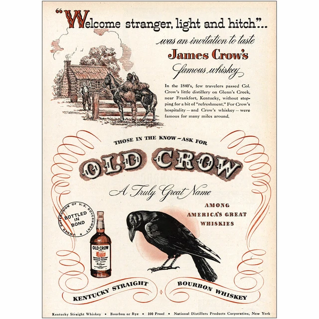 1948 OLD CROW Whiskey Stranger Light and Hitch Vintage Druck