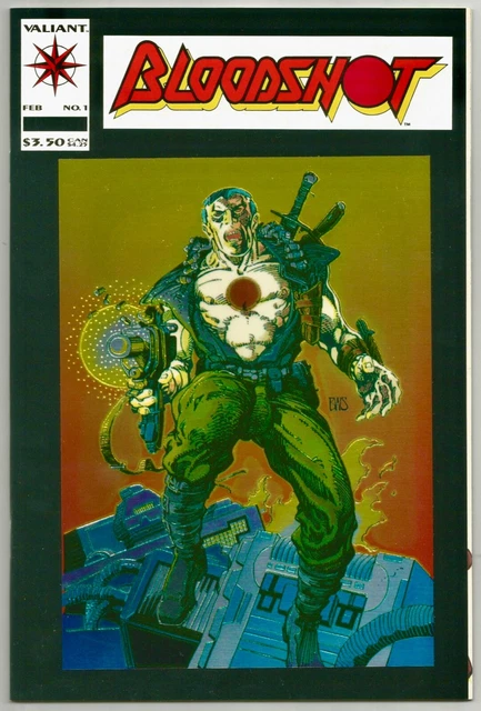 BLOODSHOT #1 1st EVER CHROMIUM cover! Gold chest halo printing ERROR!! NM+/M-!!