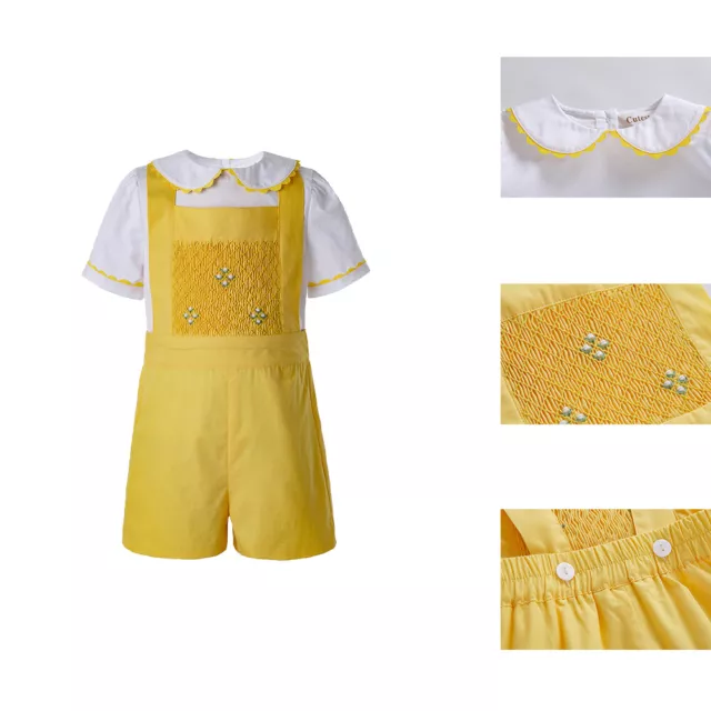 Abiti neonati neonati stile smocked abiti pasquali gialli 6-24 m 3 4 anni