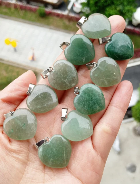 10pcs Aventurine Gems stone Heart Pendants Chakra Reiki Healing Amulet