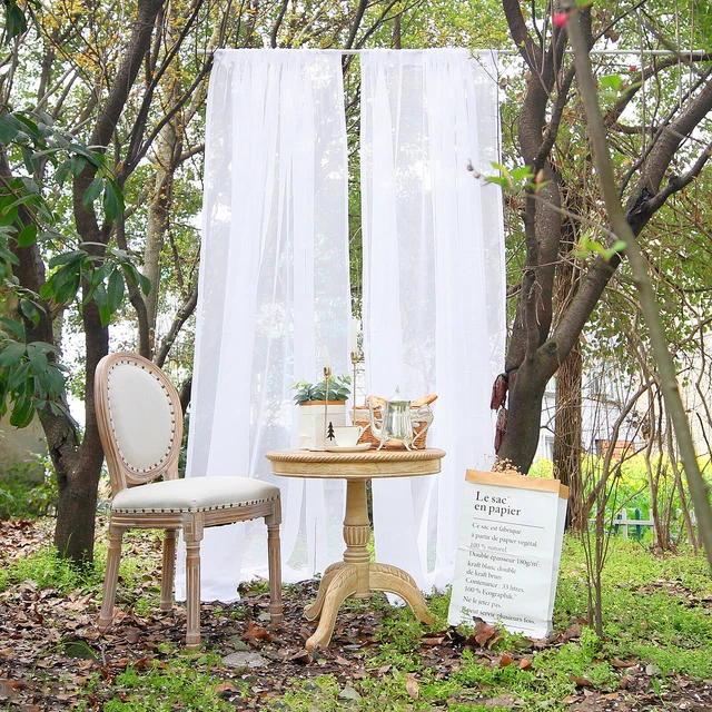 Voile Vorhang Gardine Transparent Tür Gardine Outdoor Hochzeit Party Deko Weiße