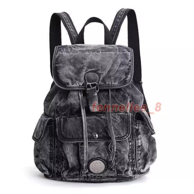 Women Jean Denim Backpack School Book College Girls Travel Rucksack Shoulder Bag