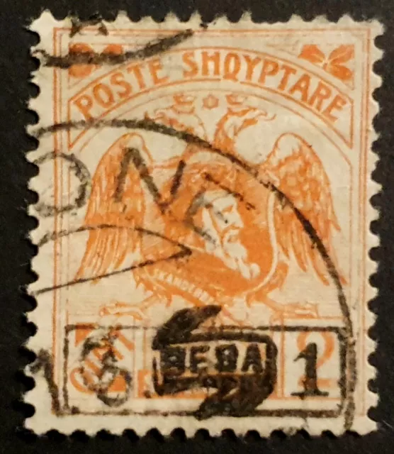 Albania Stamps 1922 Skanderbeg 2q BESA & 1q Overprints SG 143 Used (Lot 21)